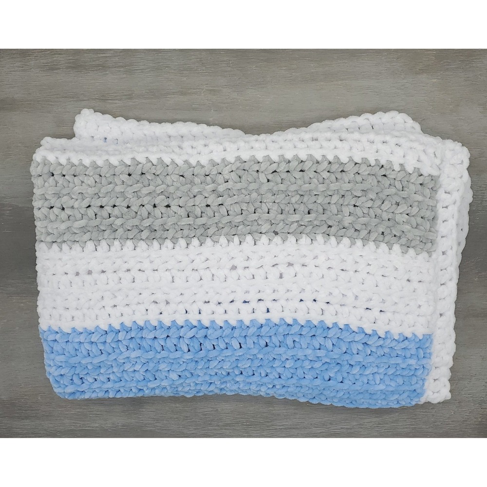 Crochet Chenille Blanket for Kids, Crochet Afghan, Children's Security Blanket - Picture 3 of 8